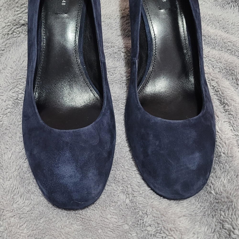 Lafayette 148 New York Navy Suede Heels